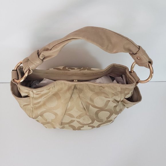 COACH Large Parker Op Art Rose Gold Hardware Jacquard and Leather Hobo Satchel - Picture 5 of 15